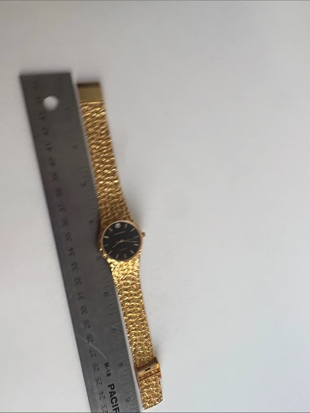 Vintage Helbros Regency Gold Nugget Bracelet Watch Black Dial